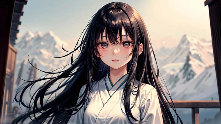 Sayaka。Speak in a calm voice。Serene atmosphere。Long black hair beauty。Japanese women who value communication