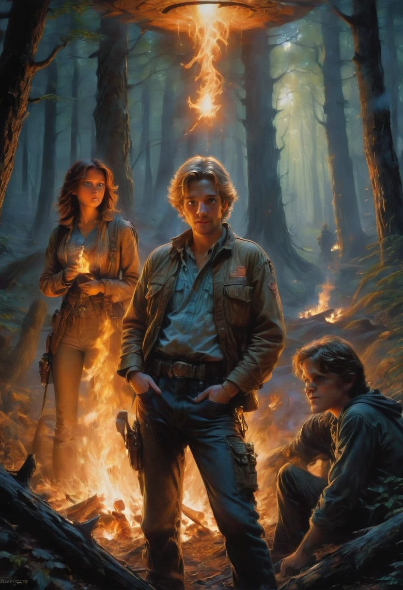 Campfire, by Drew Struzan, best quality, masterpiece, very aesthetic, perfect composition, intricate details, ultra-detailed