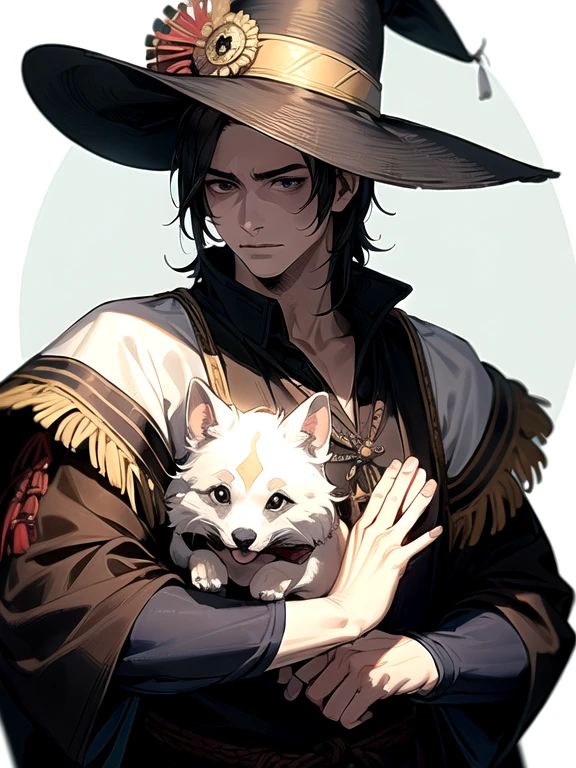 ((mejor calidad)), ((Obra maestra)), (detallado) ,dos perros, padre hijo, posando pa la foto con sombreros samurai, Our lives are brighter, hecho completo, lindo, vistoso, sobresaturado, realista,lindo,