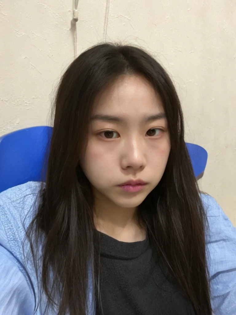 White sheer shirt，Sleepy face