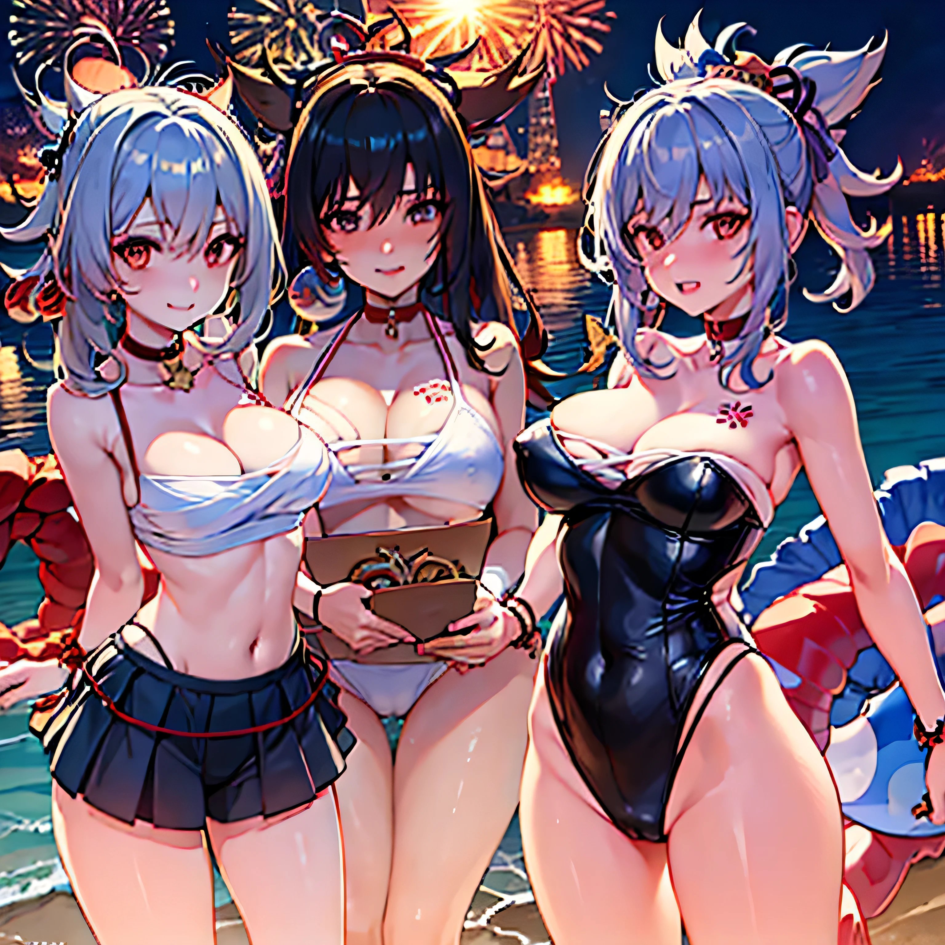 3 girls,in Swimsuit,(a high resolution,masterpiece,Best quality,extremely detailed computer graphics, Anime, official art:1.4), realistic, Photo, Amazing small details, It's all confusing, gloss and shiny,amazingly many layers, 8K wallpaper, 3D, sketch, kawaii, illustration,( One:1.4) ,IFOM, 3 girls,happy face, Japanese, skinny, bottom view, On knees,,Swimsuit,transparent clothes, purple hair, White hair, lock of hair, dirty hair, straight hair, tanned skin, oiled skin, Dark fair skin, big breasts, Busty thighs, jail, fog, cinematic light, (Makoto Shinkai style),Genshin,(Furin),ass,long hair,Doggie style