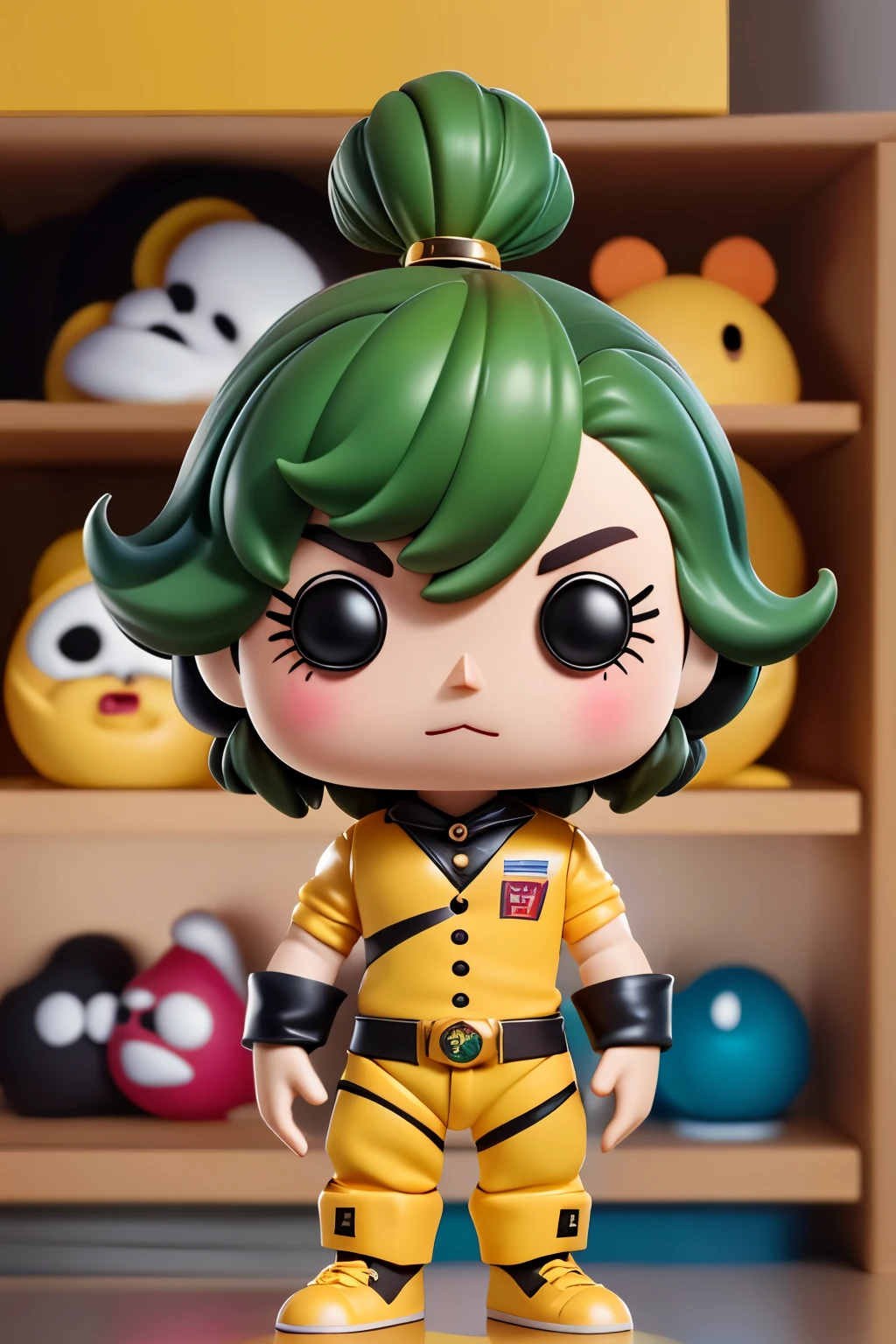 BONECO POP FUNKO, FUNKO, um homem alto vestindo um traje de classe preto, homem, cabelo preto muito curto, olhos verdes escuro, lindos grandes olhos reflexivos circulares, motorista, FUNKO, homem barba rala, barba curta, cabelo curto, camiseta branca, gravata, (Film composition), (estilo funko:1.2), (CGI animation: 1.2), (Disney: 1.2), (desenho animado: 0.2), (melhor qualidade, obra de arte, 4K, ultra detalhado, sharp focus, 8k, High definition:1.2), (obra de arte: 1.2), absurdos