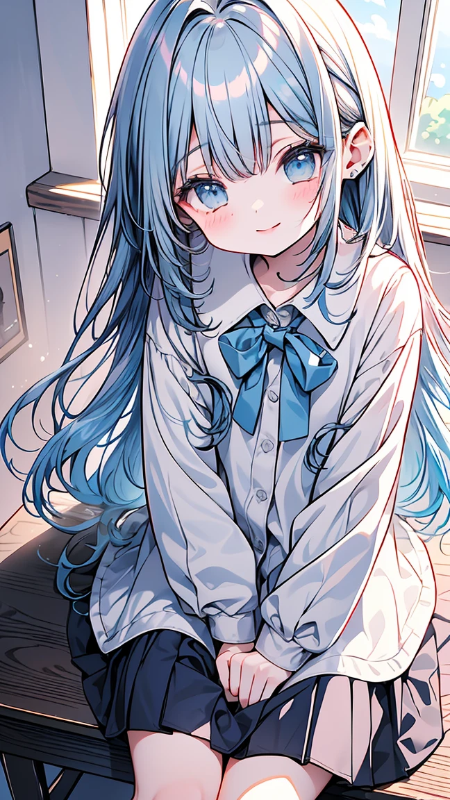 masterpiece, best quality, extremely detailed, (illustration, official art:1.1), 1 girl ,(((( light blue long hair)))), light blue hair, ,, long hair ((blush)) , cute face, big eyes, masterpiece, best quality,(((((a very delicate and beautiful girl))))),Amazing,beautiful detailed eyes,blunt bangs((((little delicate girl)))),tareme(true beautiful:1.2), sense of depth,dynamic angle,,,, affectionate smile, (true beautiful:1.2),,(tiny 1girl model:1.2),)(flat chest)),,absurdres, High Detail, Ultra Detail, 8K, Ultra High Resolution A cute and innocent girl, , toddler, adding to the playful atmosphere,  from side,Wide Angle, From above, crass room,,

seductive anime girl, [ 4 k digital art ]!!,ultra realistic picture, overdetailed art, 8k high quality detailed art,(tareme,),dress shirt,cardigan,,sidetail,pleated skirt,brown loafers,loose socks,sweaty,close up,squatting on desk,in classroom,(blushed),   Sweaty shirt,Thigh sweat,half squatting,