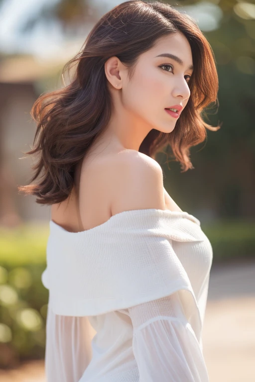 (masterpiece:1.2, highest quality), realistic, (real picture, intricate details, parted lips, very detailed, perfect face, perfect body,
mature woman ,bokeh background, Minimalist sexy off shoulder dress ,The lower body is only underwear,Only the upper body is dressed,random hairstyles