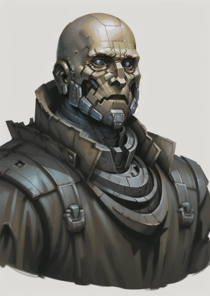 rpp, portrait of a warforged, illustration, concept art, in the style of greg rutkowski 