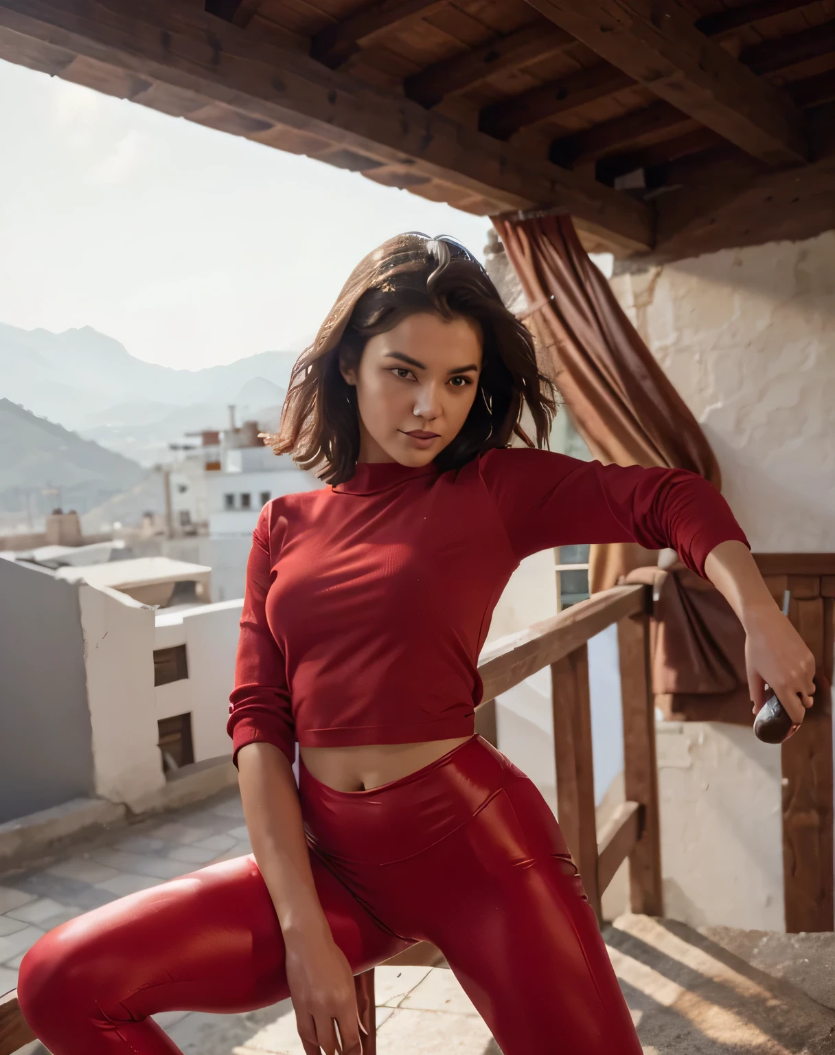 Young Woman in red leggins 