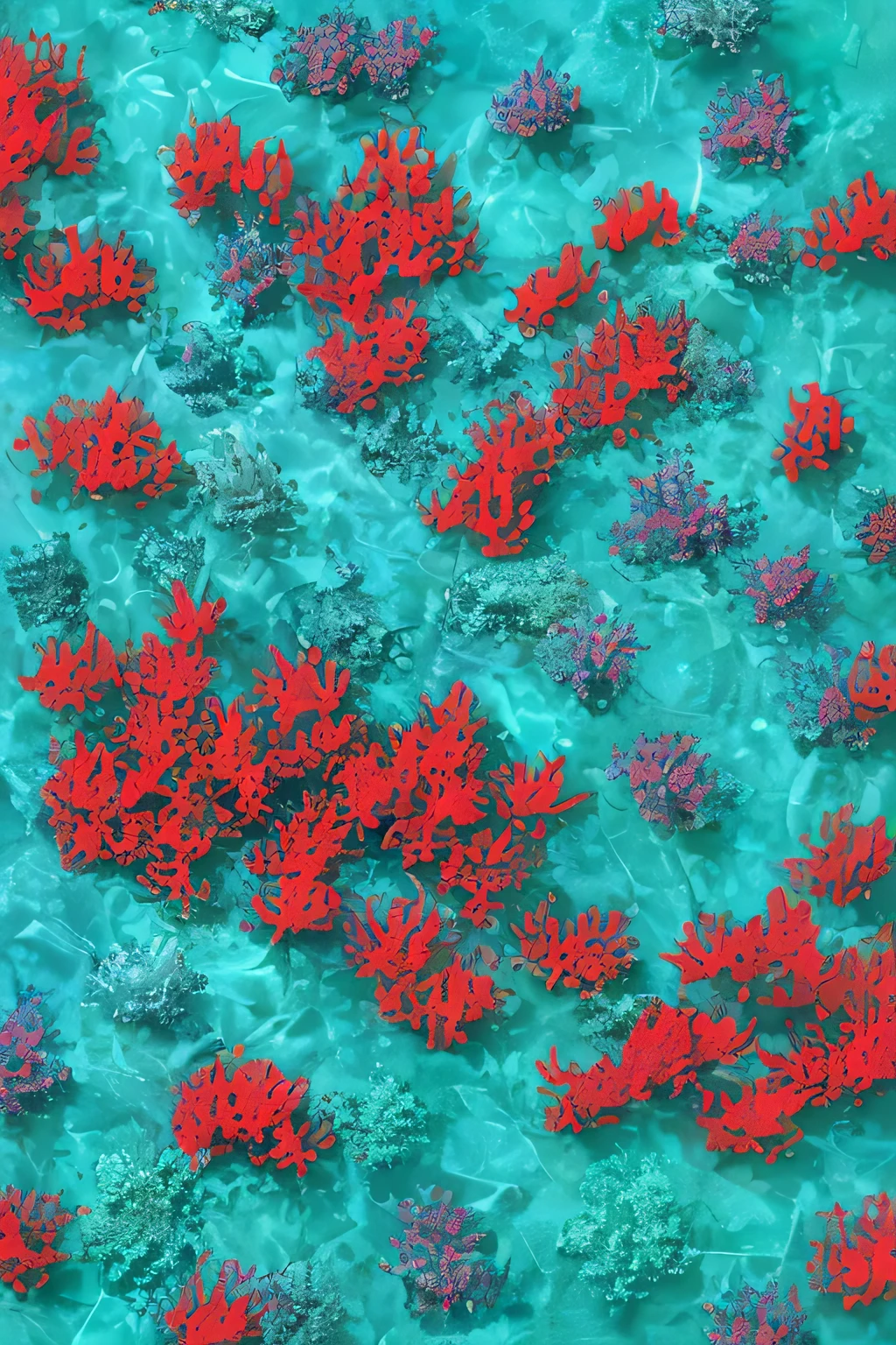 ((melhor qualidade)), plant, color blue, aqua, algas, coral, red.