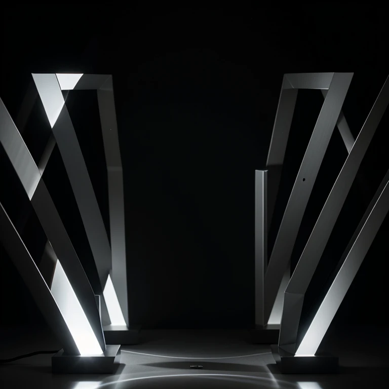 Through darkness to light - modern lamp geometric pattern in black metal, LED backlight, centrifugal force, flash, speed