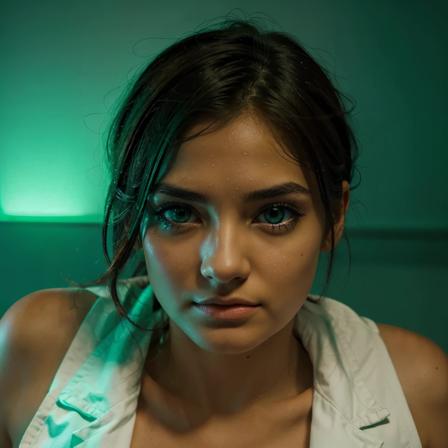 Ojos relampagos con fuegos de color verdes neon
