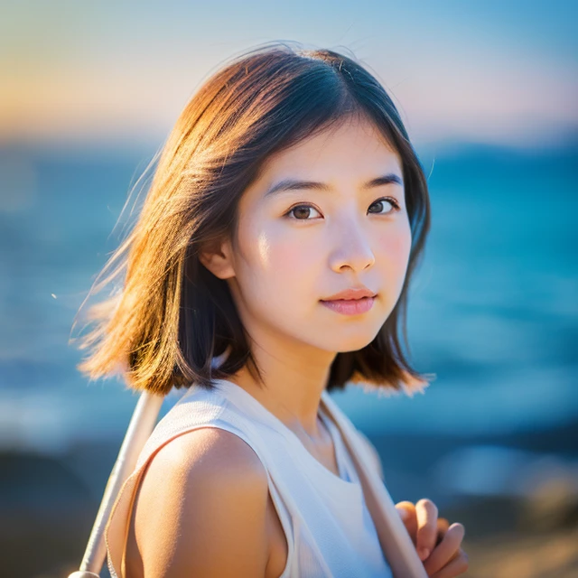 (((One girl,alone))),(Highly realistic photos, High resolution, Detailed face, Beautiful Eyes) Japanese women, 30 years old, Cute Face, Nice body, Medium chest, ,Hairstyle, Healthy Body,Thighs、turn over、Depth of written boundary,panties、Narrow eyes,Light Smile、Wind、Cloudy grey sky、It's raining a little、Body like a model、shirt、Thong、Waterfront、Norinobu Shinoyama