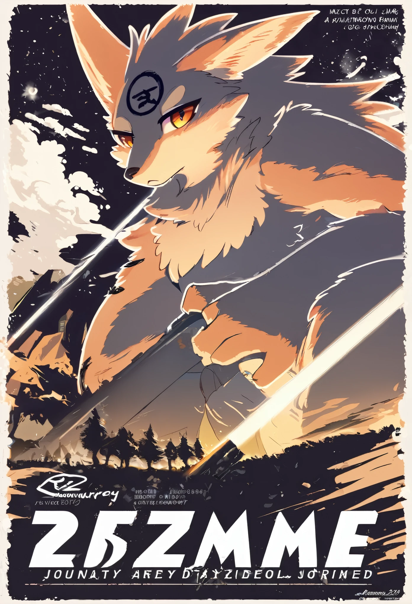 top quality, best quality, movie poster, rzminjourney, vector-art, High-quality illustrations, masterpiece(kemono, furry anthro)logo mark, round,