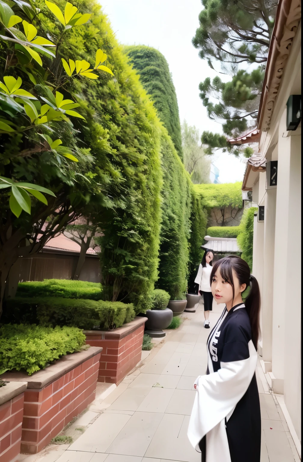 A woman standing in front of bushes，Holding a Frisbee, qiu fang, pengzhen zhang, Cover photo: Portrait of Du Juan, xintong chen, xiang duan, wenfei ye, yun ling, zhelong xu, li zixin, xue han, jinyiwei, xiaolong wang, zhong lin, xiaofan zhang
