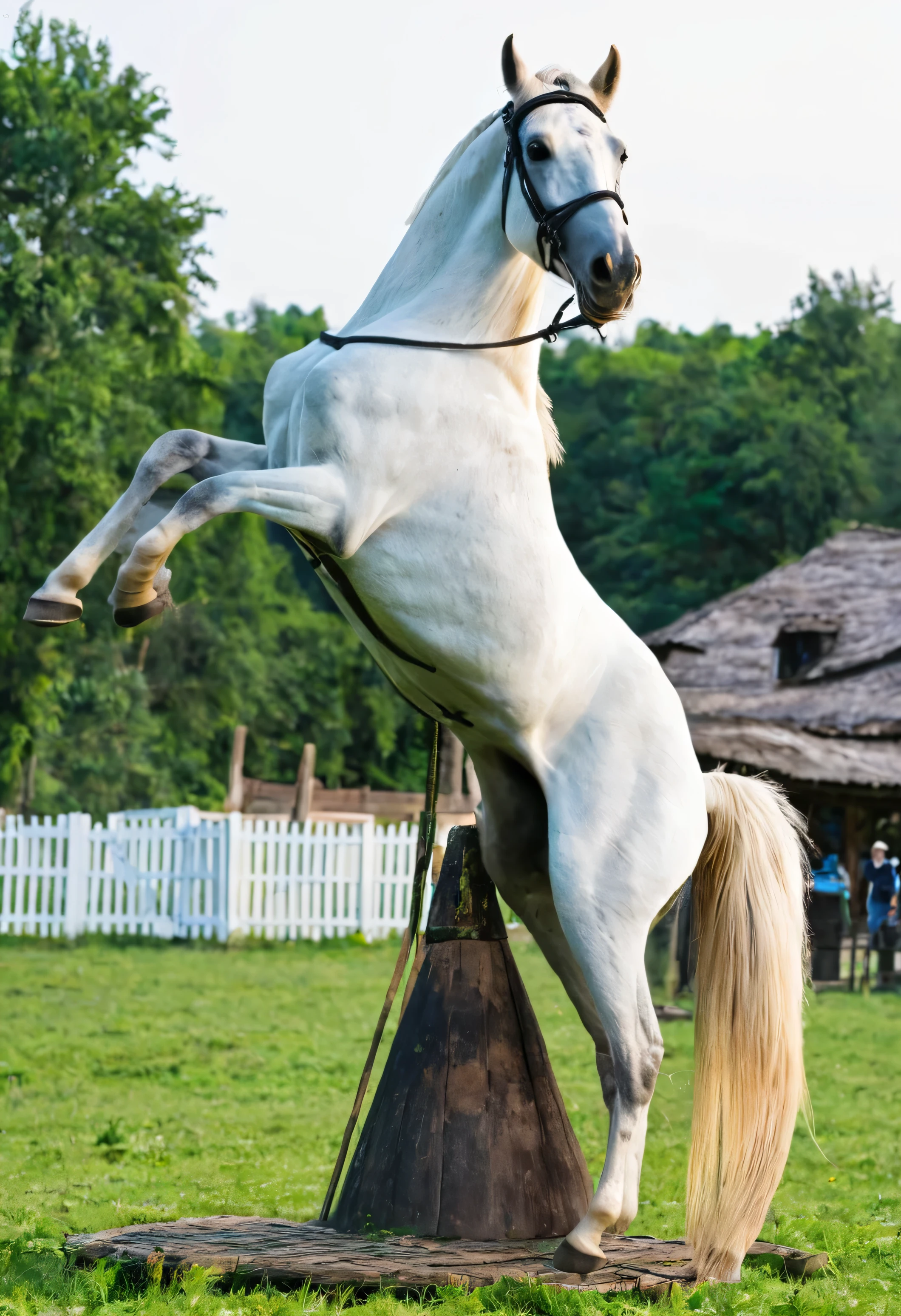 Horse standing on its head