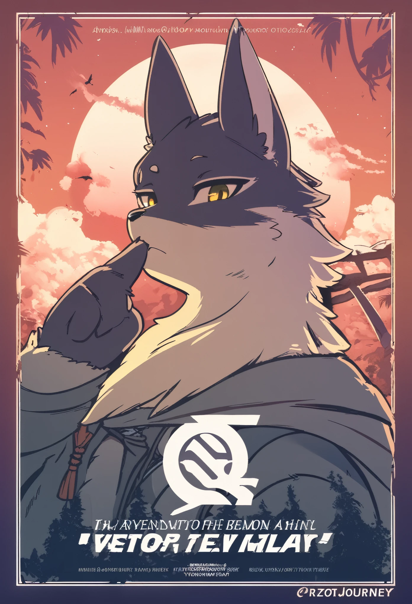 top quality, best quality, movie poster, rzminjourney, vector-art, High-quality illustrations, masterpiece(kemono, furry anthro)logo mark, round,