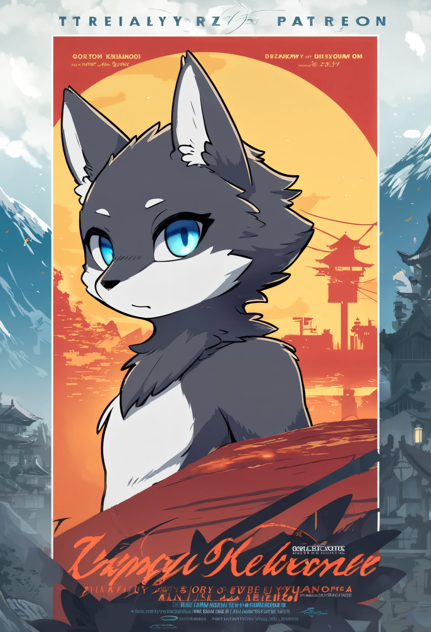 top quality, best quality, movie poster, rzminjourney, vector-art, High-quality illustrations, masterpiece(kemono, furry anthro)logo mark, round,