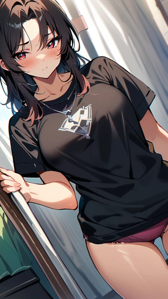 (masterpiece, best quality:1.2), 1girl, solo,
long hair, shinobu kochou, falda corta, playera negra corta, muslos grandes, pechos grandes, muslos grandes, medias, panties