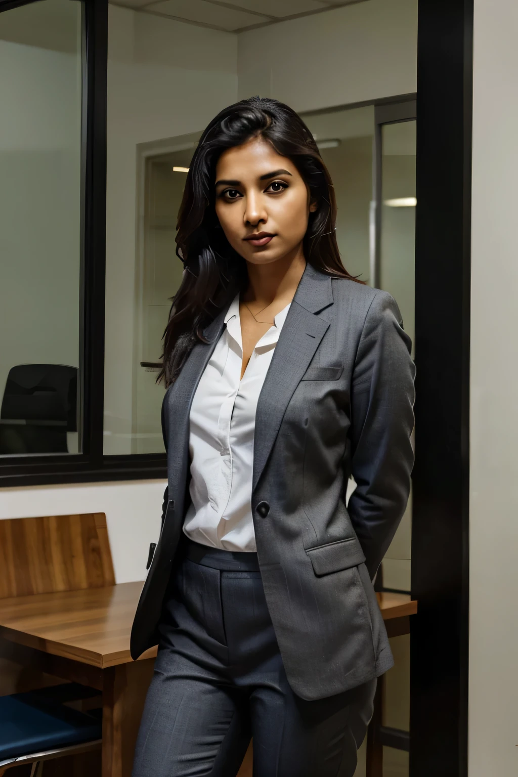 a confident looking indian girl aged 30 with business suit