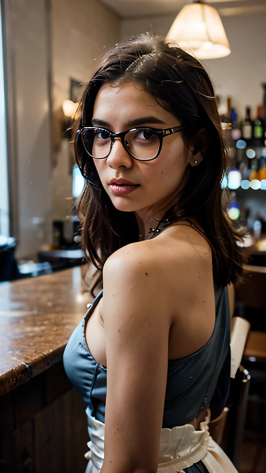 NAKED BRUNETTE WOMAN WITH GLASSES AND FEET