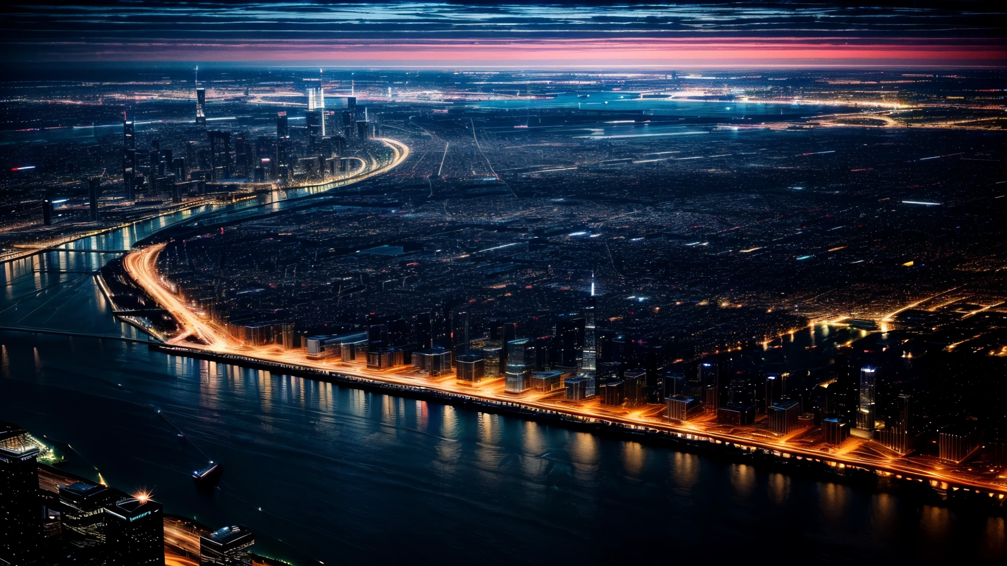 night, city, lights, USA, Chicago((8K, Raw-Photo, top quality, masterpiece), Highly detailed RAW color photography, professional photography, (realistic, фотоrealism:1. 37), (top quality), (best shadow), (Best Illustration), realism, ultra high resolution, highly detailed CG wallpaper unified 8K, Physics-based rendering)