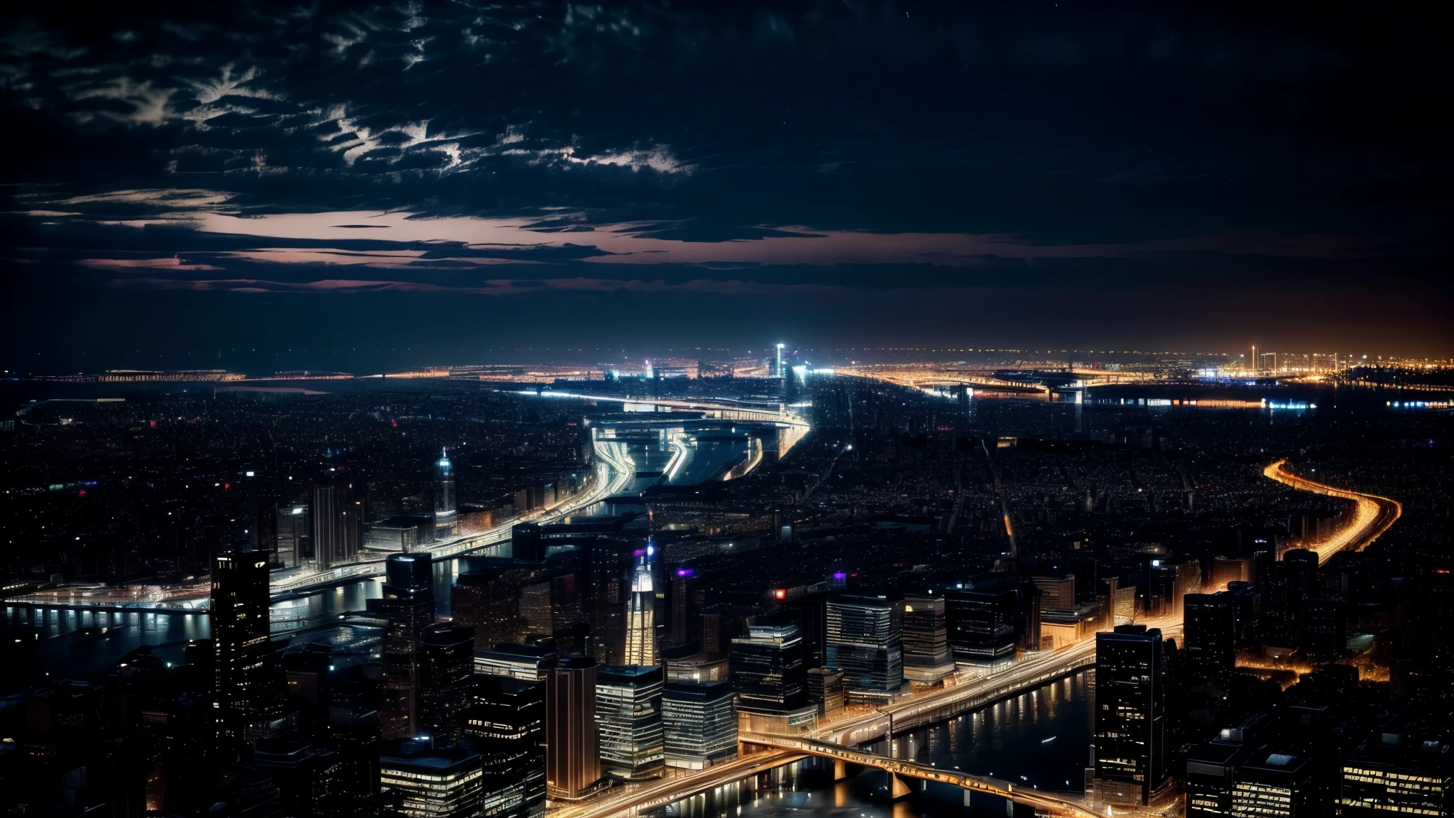 night, city, lights, USA, NY((8K, Raw-Photo, top quality, masterpiece), Highly detailed RAW color photography, professional photography, (realistic, фотоrealism:1. 37), (top quality), (best shadow), (Best Illustration), realism, ultra high resolution, highly detailed CG wallpaper unified 8K, Physics-based rendering)