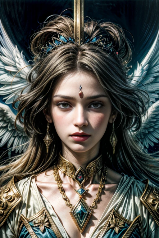 (best quality,4k,8k,highres,masterpiece:1.2),ultra-detailed,(realistic,photorealistic,photo-realistic:1.37),portraits,vibrant colors,natural light,(sacred art,divine creatures,biblical accurate angels,guardian spirit,sci-fi,dream realm),[superior beings],(A captivating scene unfolds in this masterpiece of sacred art. The focal point of the artwork showcases divine creatures, angelic beings that are biblical accurate in their depiction. Each angel possesses intricately detailed features. Their eyes, exquisite and detailed, are a reflection of purity and wisdom. The delicate curve of their lips exudes a sense of peace and tranquility.), (The supernatural beings are presented in a Sci-Fi setting, transporting the viewer into a dream realm where reality intertwines seamlessly with the world beyond. They exist as guardian spirits, guiding and protecting those who seek their solace.), (The scenes are bathed in the soft glow of natural light, amplifying the ethereal ambiance.), (The art is executed in a superior medium, with the artist's meticulous attention to detail evident in every brushstroke. The high resolution of the artwork, whether in 4k or 8k, ensures that every minute detail is rendered to perfection. The result is an ultra-detailed composition that captivates the viewer's gaze.), (The realistic portrayal of these divine creatures, achieved through photorealistic techniques, adds an immersive quality to the artwork. The colors are vibrant and vivid, breathing life into the serene scene. The portraits of the angels evoke a sense of awe and reverence, capturing the essence of their spiritual nature.), (This sacred art embodies the transcendent nature of the divine, while simultaneously embracing the sci-fi elements of a fantastical dream realm. It is a testament to the artist's skill and vision, offering viewers a glimpse into a world where superior beings coexist in harmony with the human imagination.)