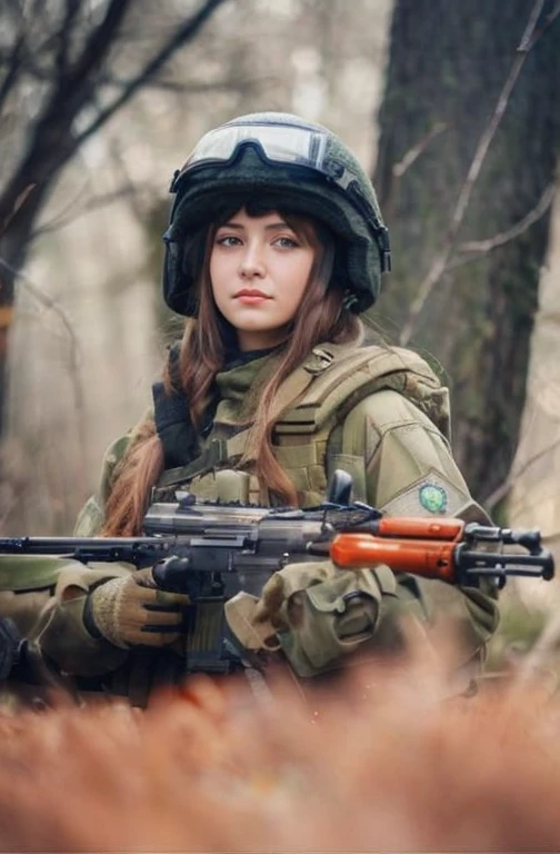 arafed female soldier with a gun in a wooded area, infantry girl, soldier girl, military girl, beautiful female soldier, mechanized soldier girl, ready for combat, of a sniper girl in war, with rifle, infantry girls, russian girlfriend, soldier, anna nikonova aka newmilky, age 3 0, airsoft cqb, portrait of cute soldier girl, cold stare, blank eyes.