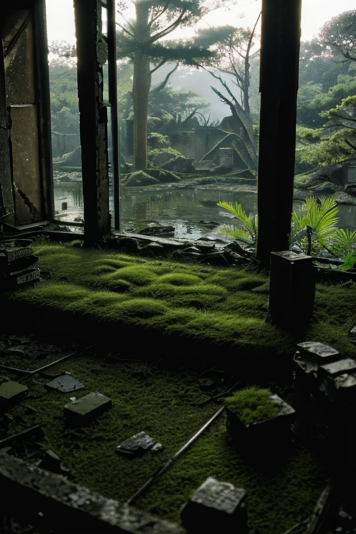 moss,S collapse,Devastation,Inside the ruins is narrow,Showa,Glasses,Women,adventure,Black and White,