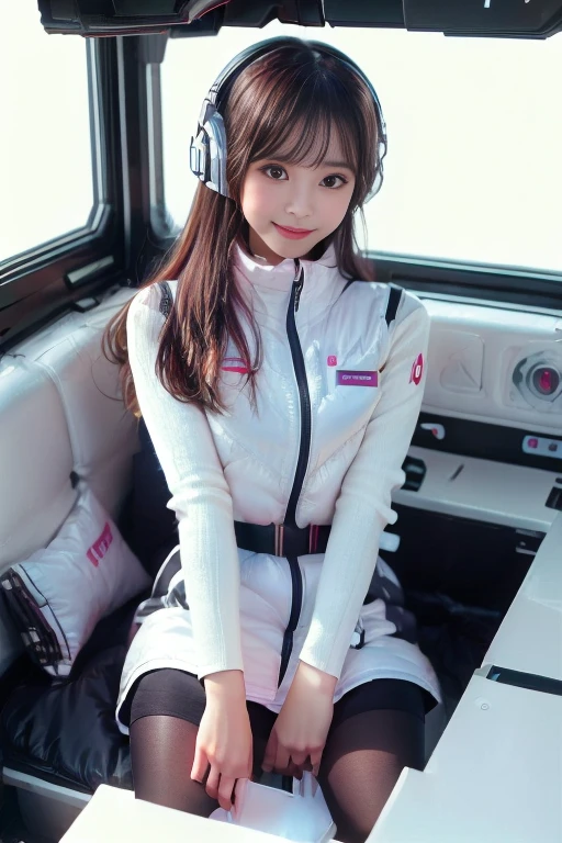 ((NSFW: 1.4)), ((Detailed face, Professional photography)), ((NSFW, zettai ryouiki, 1 girl)), Ultra-high resolution, (Realistic: 1.4), RAW Photos, highest quality, (PhotoRealistic Stick), concentrated, Soft Light, ((30 years old)), ((Japanese)), (( (Young Face))), (surface), (Depth of written boundary), masterpiece, (Realistic),(inside ISS):3, woman, ,astrovest:2,headphone:2,smartwatch,,bangs, ((1 girl)),(black sleeves):2,(black tights):2,inside spacestation,inside spacecraft,,zero gravity,smile,open leg,blush:1.5,hidden hands,neotech