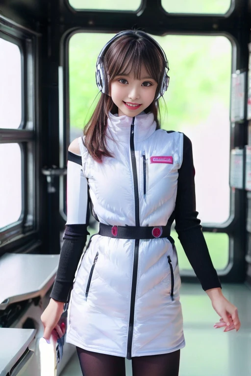 ((NSFW: 1.4)), ((Detailed face, Professional photography)), ((NSFW, zettai ryouiki, 1 girl)), Ultra-high resolution, (Realistic: 1.4), RAW Photos, highest quality, (PhotoRealistic Stick), concentrated, Soft Light, ((30 years old)), ((Japanese)), (( (Young Face))), (surface), (Depth of written boundary), masterpiece, (Realistic),(inside ISS):3, woman, ,astrovest:2,headphone:2,smartwatch,,bangs, ((1 girl)),(black sleeves):2,(black tights):2,inside spacestation,inside spacecraft,,zero gravity,smile,open leg,blush:1.5,hidden hands,neotech