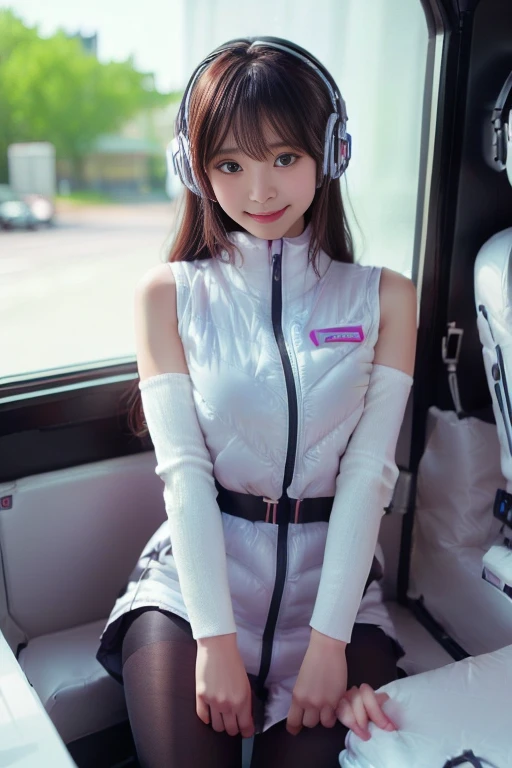 ((NSFW: 1.4)), ((Detailed face, Professional photography)), ((NSFW, zettai ryouiki, 1 girl)), Ultra-high resolution, (Realistic: 1.4), RAW Photos, highest quality, (PhotoRealistic Stick), concentrated, Soft Light, ((30 years old)), ((Japanese)), (( (Young Face))), (surface), (Depth of written boundary), masterpiece, (Realistic),(inside ISS):3, woman, ,astrovest:2,headphone:2,smartwatch,,bangs, ((1 girl)),(black sleeves):2,(black tights):2,inside spacestation,inside spacecraft,,zero gravity,smile,open leg,blush:1.5,hidden hands,neotech