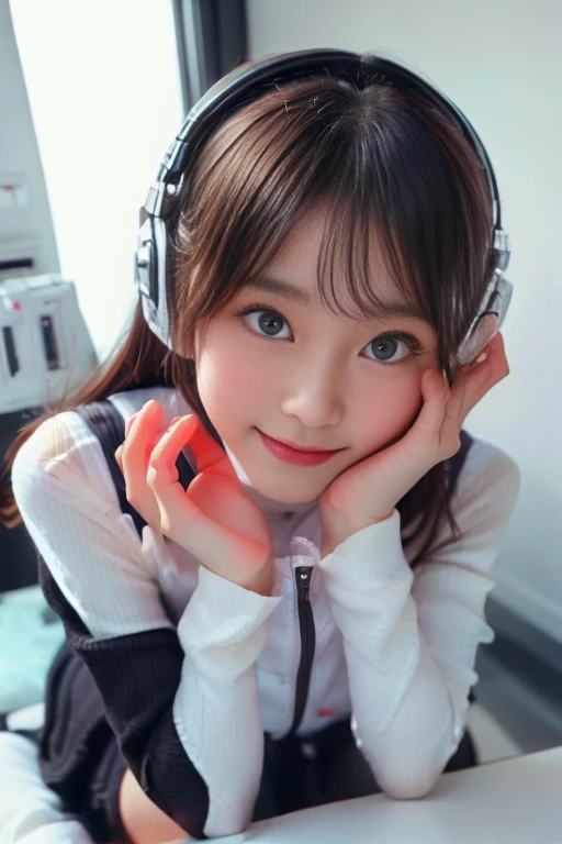 ((NSFW: 1.4)), ((Detailed face, Professional photography)), ((NSFW, zettai ryouiki, 1 girl)), Ultra-high resolution, (Realistic: 1.4), RAW Photos, highest quality, (PhotoRealistic Stick), concentrated, Soft Light, ((30 years old)), ((Japanese)), (( (Young Face))), (surface), (Depth of written boundary), masterpiece, (Realistic),(inside ISS):3, woman, ,astrovest:2,headphone:2,smartwatch,,bangs, ((1 girl)),(black sleeves):2,(black tights):2,inside spacestation,inside spacecraft,,zero gravity,smile,open leg,blush:1.5,hidden hands,neotech