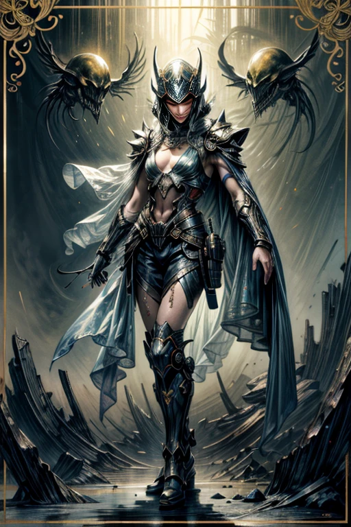 best quality,4k,8k,highres,masterpiece:1.2,ultra-detailed,realistic:1.37,HDR,UHD,studio lighting,ultra-fine painting,sharp focus,physically-based rendering,(Yoshitaka Amano style:1.1),SFW,(safe for work), A nordic woman and her guardian familiar, mystical creature,otherworldly creature,enchanting companions,wearing stylish futuristic clothes,inspired by Phantasy Star Online,wide angle, dynamic poses, (The woman, with her eyes brightly colored, no makeup and her nordic facial features elegantly detailed, adding to her allure. Dressed in elegant casual clothes with a stylish futuristic jacket.), (She is accompanied by a guardian, a Raijin and Fujin mixed creature with exquisite appearance features resembling a lovecraftian cosmic horror. The creature's presence adds a sense of wonder and magic to the scene.), (The woman and her companion stand in a dark and gothic city, a modern metropolis with exotic alien plants, and vibrant signs. The colors are vibrant, with a mixture of olives, browns, and pale reds creating a dreamlike atmosphere.), (The lighting is soft but illuminating, casting a gentle glow on both the woman and the creature.), (The overall composition has a realistic and photorealistic quality, capturing the essence of the scene in intricate detail.), (The art style is inspired by Yoshitaka Amano, known for his ethereal and otherworldly illustrations. The combination of realistic elements with the artist's unique style creates a captivating and visually stunning image.),Greg Rutkowski