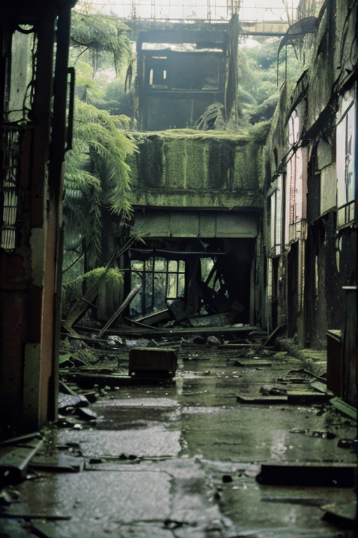 amusement park,moss,Collapse,Devastation,Inside the ruins is narrow,Showa,Glasses,Women,adventure,Black and White,