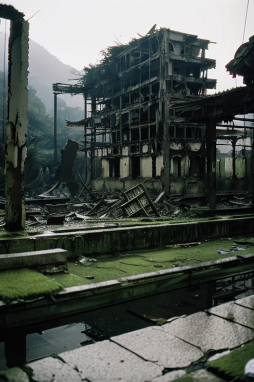 amusement park,moss,Collapse,Devastation,Inside the ruins is narrow,Showa,Glasses,Women,adventure,Black and White,