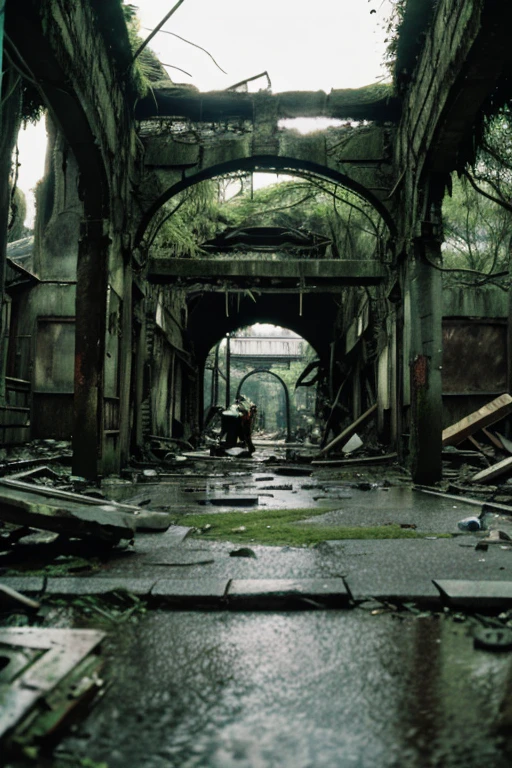 amusement park,moss,Collapse,Devastation,Inside the ruins is narrow,Showa,Glasses,Women,adventure,Black and White,