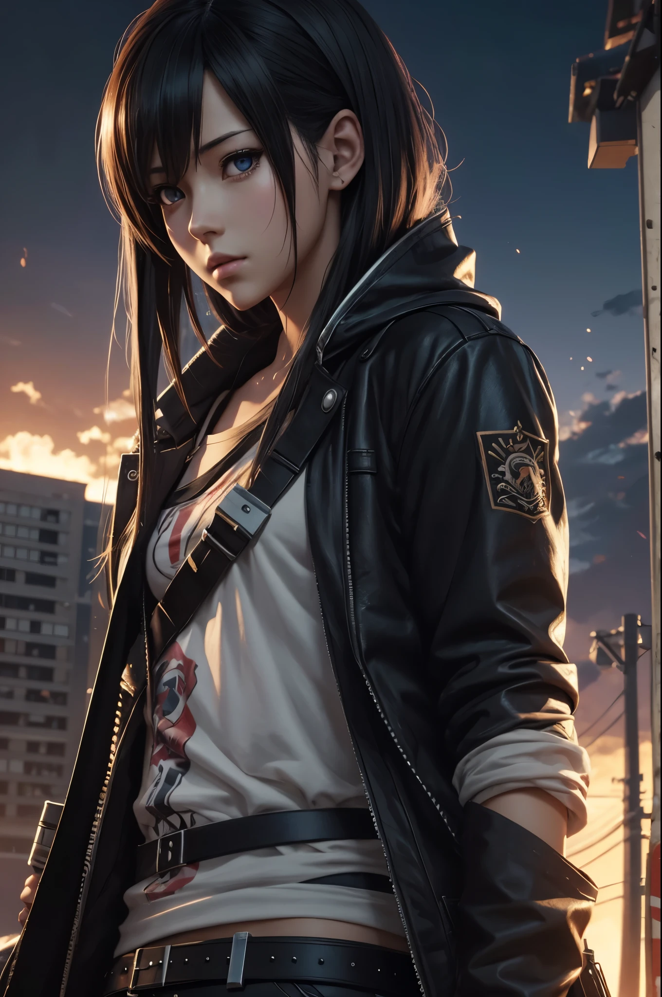 A mix of styles, realistic and anime, two characters, one real style and one anime style, epic digital painting, photo, illustration, cinematic, painting, anime, 3d render