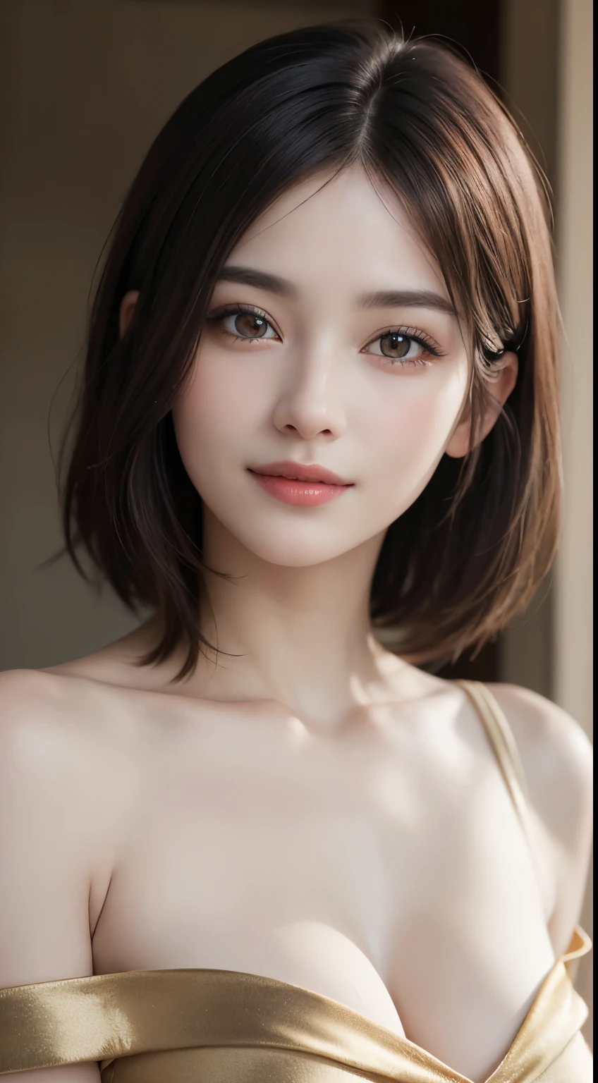 1woman, (Ultra realistic, high res), (highly detailed eyes, highly detailed hair, highly detailed face, highly detailed plump lips), (off shoulder with open breasts), breasts, upper body, caute smile, gold hair, (best quality:1.4), Raw photo, (realistic, photo-realistic:1.37), professional photography, cinematic light, (fine face: 1.2),