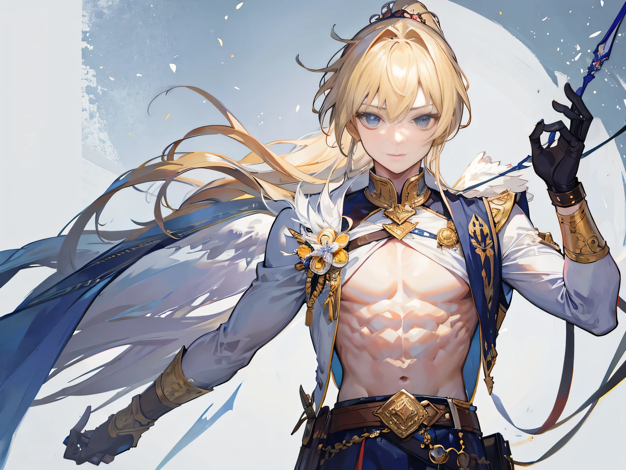 ((Masterpiece, Highest quality)), Male, boy, Detailed face, character design sheet, full bodyesbian, Full of details, frontal body view, back body view, Highly detailed, Depth, Many parts, angel wings, angel outfit, Muscle boy with blonde ponytail hair ,handsome man, male angel , man tall