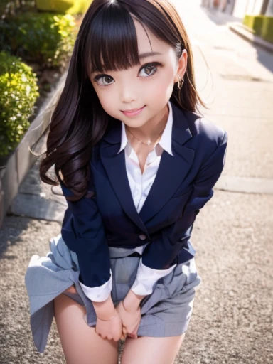 ((BSFW)),((SFW、masterpiece、highest quality、Pieces fly、expensiveest quality、expensiveest level、Best image quality))、(Magazine Cover)、(1 Asian Woman)、A very beautiful and attractive 18-year-old woman、Beautiful light brown hair、Intense black eyes、strong eye expensivelights、Very large breasts、Lip gloss、(cute:1.2)、(expensive detail skin: 1.2)、Perfect Anatomy、smile、((Red ribbon tie、Japanese Girls' expensive 、Dark blue long sleeve jacket、White shirt、Navy blue flared skirt))、((正面より少しFrom below見上げるカメラアングル))、(Skirt flip)、(Grab the skirt、accurate needle、Five fingers)、((The wind blows up my skirt、Panties exposed.))、((Skirt flip,White panties、shiny texpensives))、Cute underwear、((Detailed grey panties))、From below、((from the front))、Angle from the feet、Angle From below、((Angle looking up From below、Show your crotch))、Soft Backlight、Soft Light、Soft natural light、Spring street in the daytime、