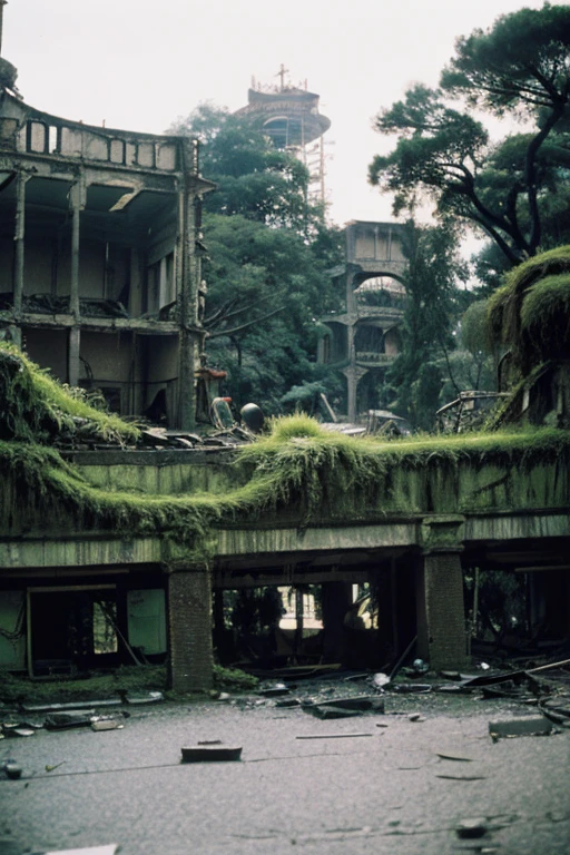 amusement park,moss,Collapse,Devastation,Inside the ruins is narrow,Showa,Glasses,Women,adventure,Black and White,