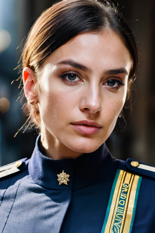 (best quality:1.2),artwork,detailed,perfect facial features,beautiful woman,police uniform,illustration,vivid colors,aesthetic lighting,hair with intricate details,expressive eyes,uniform texture,enchanting background