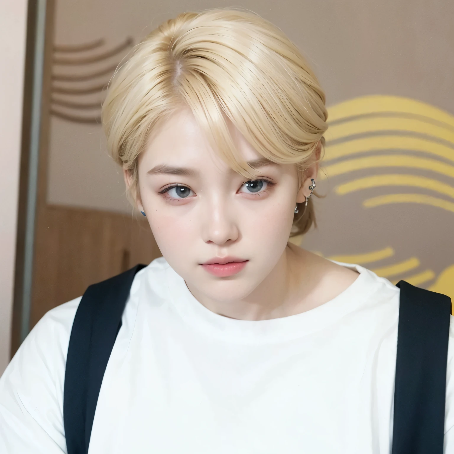 mulher arafa com cabelo colorido sentada em uma mesa, Jung Jaehyun, adorable and pale korean face, pintar ulzzang, Kim Doyoung, com cabelo curto, jossi do blackpink, Hong junho hyung, Tae June Kim, Ulzzang, o corte Hime, Jaeyeon Nam, xqc, Parque Jimin, cabelo curto platinado moleca