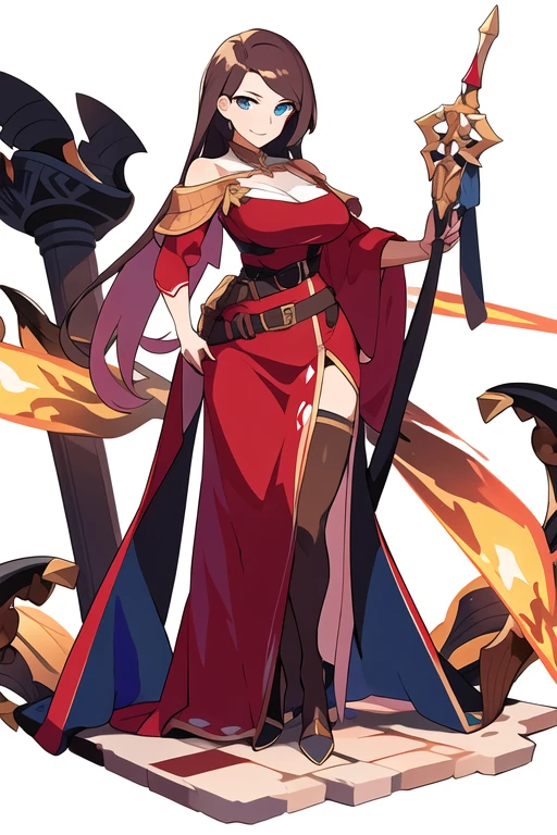 stand posture, cute eyes, adult woman,, solo, high fantasy outfits, ((white background)), full body, holding weapon, belt,