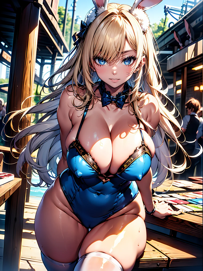 (({Bunny girl:1.3)),high quality, High resolution, Ultra-detailed, high resolution, high quality, Anime illustration, (Beautiful, detailed eyes: 1.2), Detailed eye depiction, (Detailed eyes and face:1.3), (Highly detailed CG, Best Shadow:1.1), Depth of Field and Blur, (Perfect detail: 1.1) , digital illustration, エナメルart, center, Watercolor, artステーション, コンセプトart, Character Sheet, Lightning Wave, 美しいアニメのWatercolor, Vibrant colors, Sharp focus, art:Kim Hyung-tae, The finer details, Intricate details, Curvaceous body, Detailed eye depiction, Vibrant colors,((Nervous look before riding a roller coaster))、Backward view