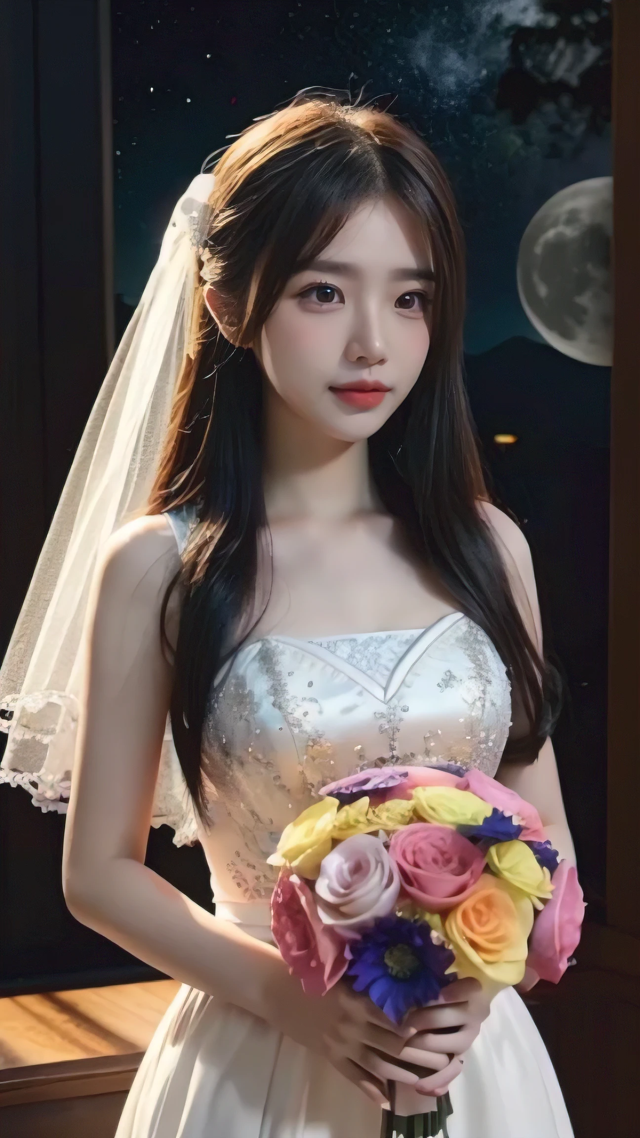 Rainbow-colored" theme,(1 girl,Representative starasterpiece Moon Angel), Wedding Invitations:1.2, 3D Rendering),(highest quality, detailed details, masterpiece, Official Art, Cinematic lighting effects, 4K, Chiaroscuro