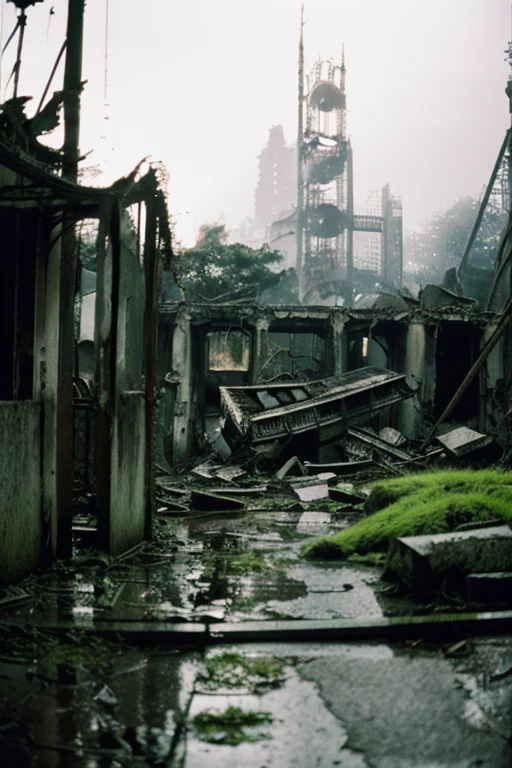 amusement park,moss,Collapse,Devastation,Inside the ruins is narrow,Showa,Glasses,Women,adventure,Black and White,