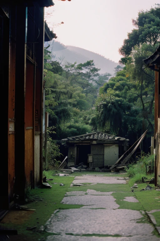 amusement park,moss,Collapse,Devastation,Inside the ruins is narrow,Showa,Glasses,Women,adventure,Black and White,