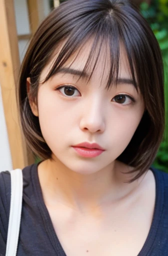 ((masterpiece)), ((highest quality)), (Very detailed), Head to Knee、((Very detailed)), (8k), highest quality, (beautiful), Genuineistic, Genuine, Dynamic Angle, Front view of a young and cute Japanese girl , Gorgeous appearance ,Long Bob Hair ,1 girl, alone, ＶNeck sweater, Micro Mini Skirt,Voluptuous thighs、 ((beautiful eyes)), Large Breasts、A little bit of cleavage is visible、 sad, Very cute face, Glossy Lips, Double eyelids on both eyes, Long eyelashes ,Natural Makeup, shiny smooth light brown hair of Long Bob Hair, Asymmetrical bangs, High resolution, Attention to detail, Detailed hairstyle,Round face、 Detailed face, Cinema Lighting, Octane Rendering, hyper Genuineistic, Perfect limbs, Perfect Anatomy、Odd Eye、The colour of the left and right eyes are different