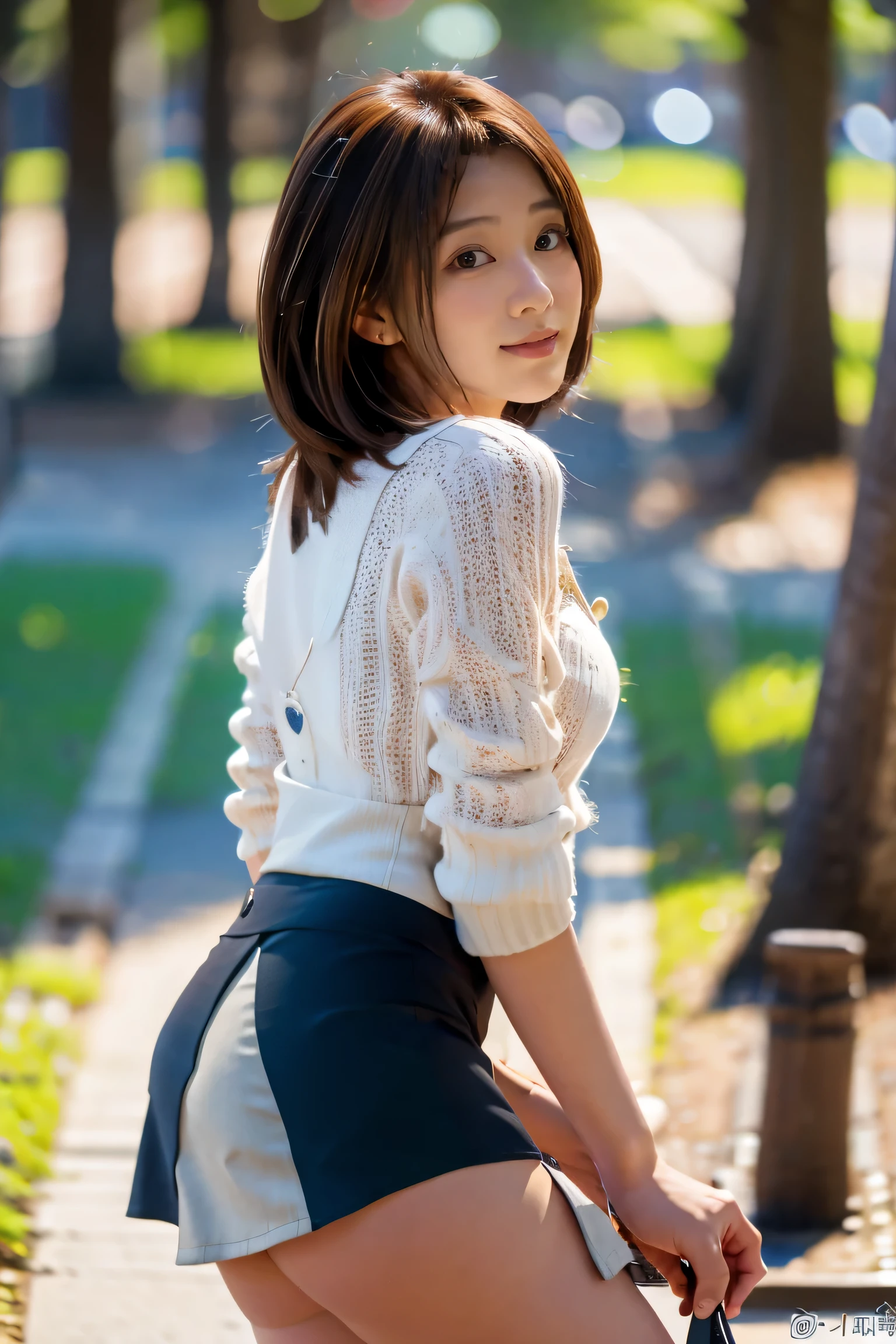 masterpiece, highest quality, Photorealistic, Very detailed, finely, High resolution, 8K Wallpaper, Professional, High level of detail, ((One 18 year old girl:1.2)), Slender Japanese women,cute lips, Detailed clavicle, Mid-chest、Perfect Face, (Cute short hair:1.5), Chestnut Hair、((Miniskirt Police:1.5))、A shy smile、((mini skirt:1.5))、(Facing straight ahead and posing sexy:1.5)