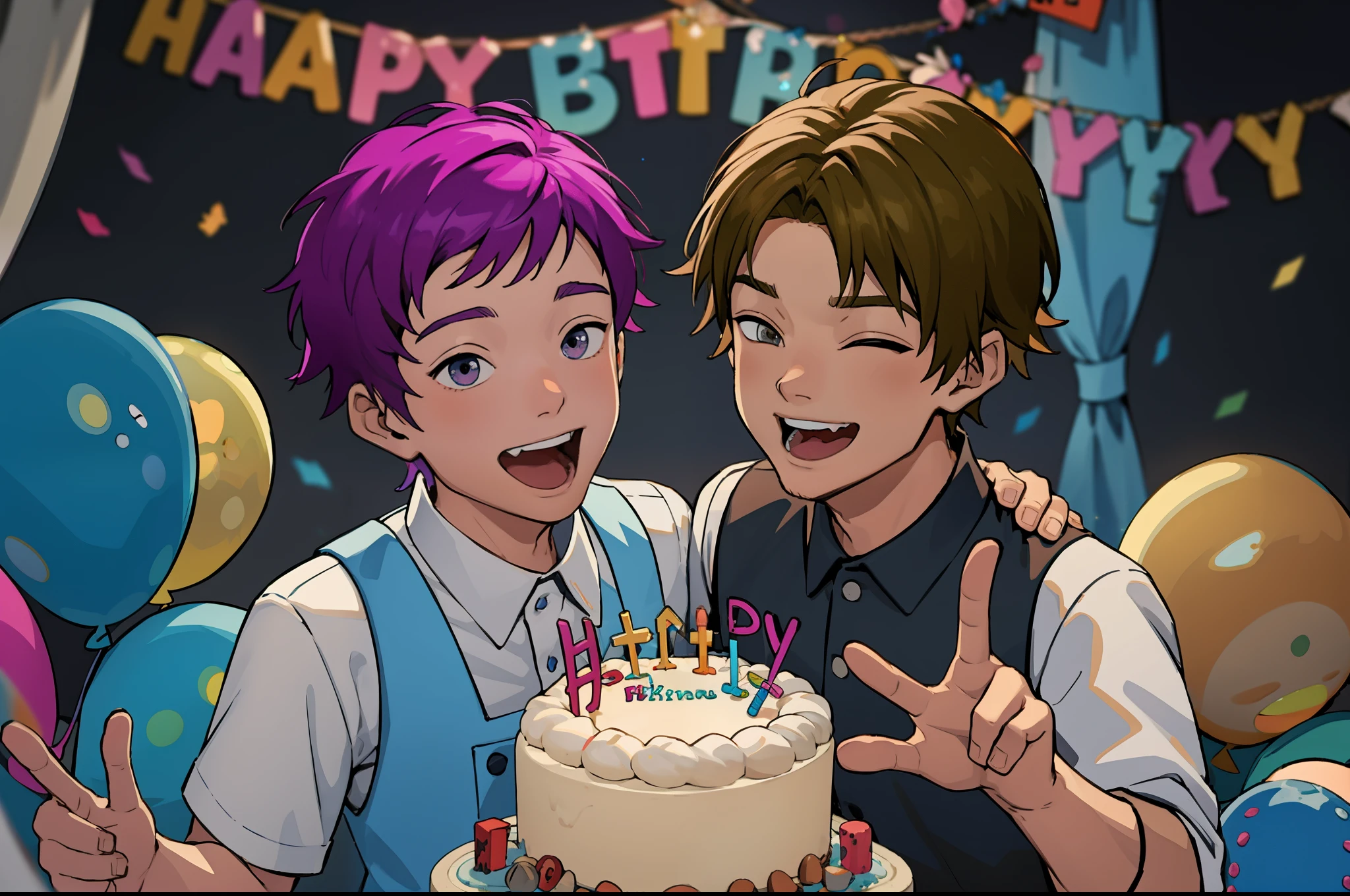 two **************** boys celebrating happy birthday